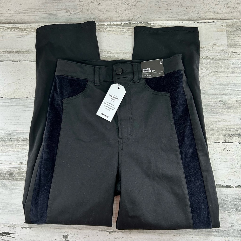 Express Black and Dark Blue Straight Leg Pants